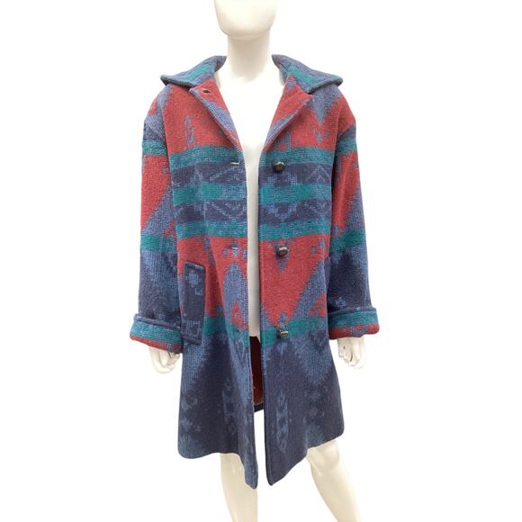 Vintage Larry Levine Women’s Coat Size M/L Wool Leather Buttons Hood Union Made - Picture 4 of 8